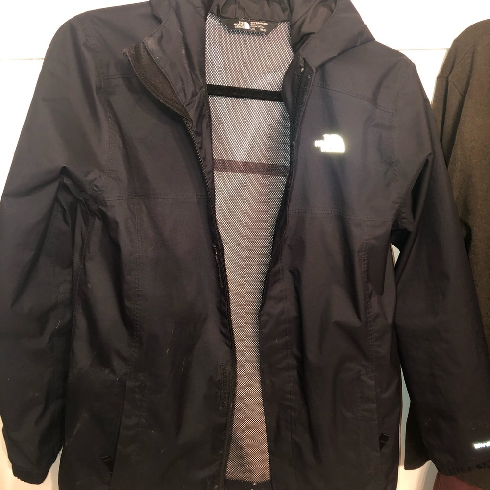 Boys North Face Rain Jacket with hood. Size L 14-16.
